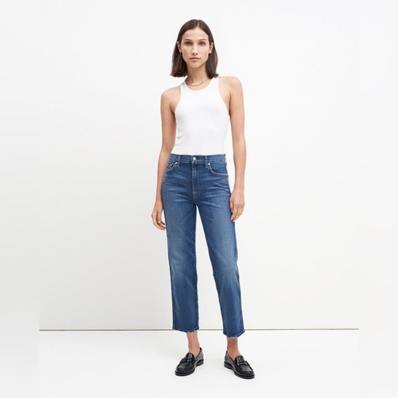 7 For All Mankind High Waist Straight Cropped Jeans | Size 27 - Picture 3 of 13